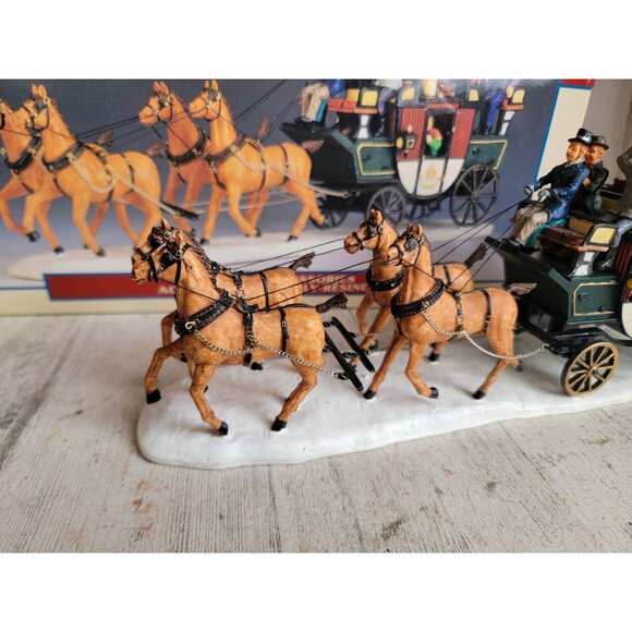Lemax stagecoach horse village accessory Xmas couple vintage - Picture 2 of 9